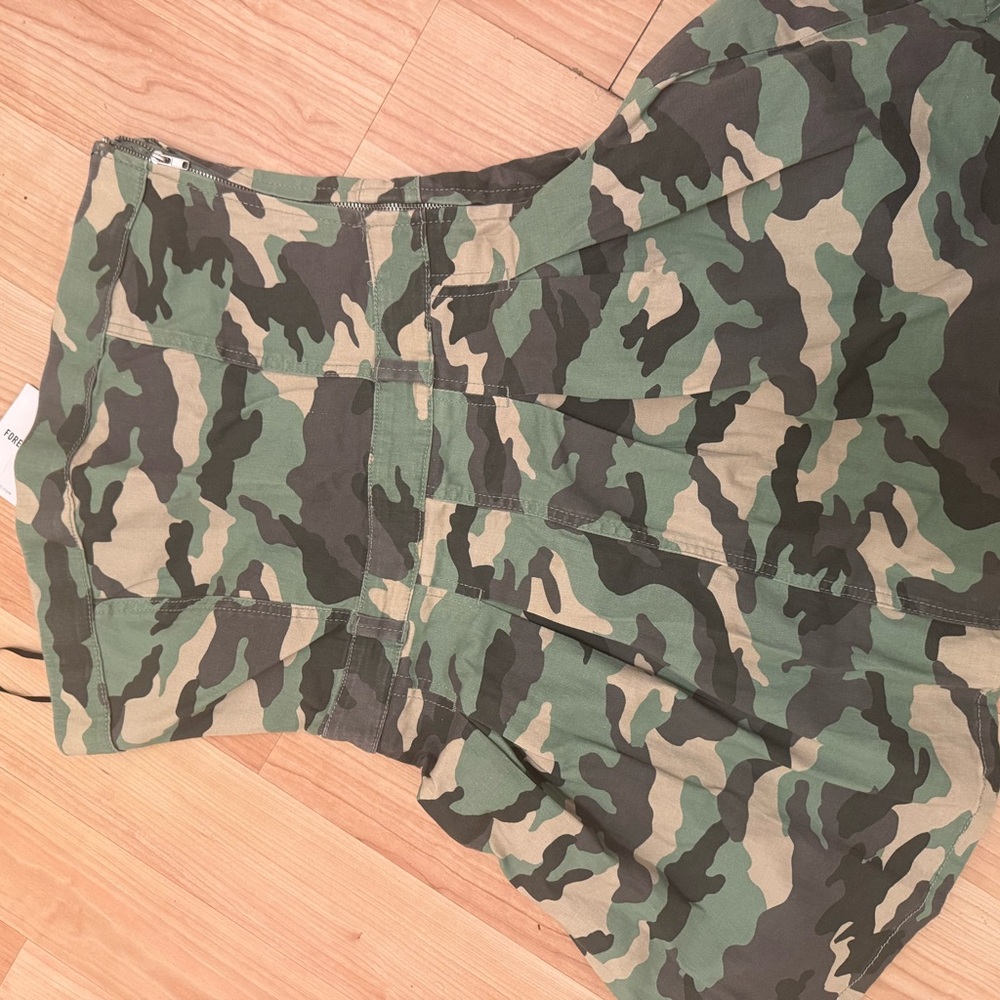 Camo Strapless Mini Dress - Green Camouflage